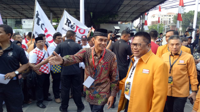 Ketum Hanura Oesman Sapta Odang di Gedung Joang 45, Jumat (10/8/18). (Foto: Nabila Fatiara/kumparan)