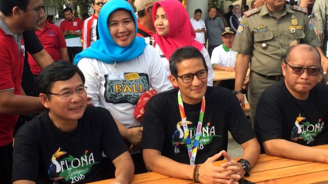 Wakil Gubernur Sandiaga Uno di Lapangan Banteng, Jumat (10/8/2018). (Foto: Moh Fajri/kumparan)