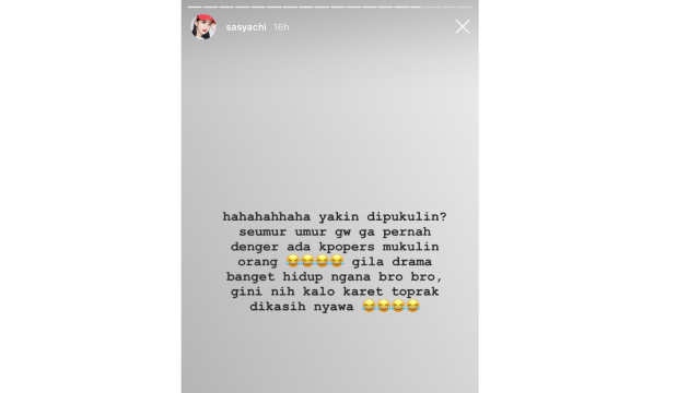 Instagram Story Sasyachi (Foto: @sasyachi/Instagram)