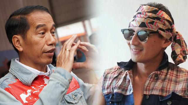 Gaya milenial Joko Widodo dan Sandiaga Uno. (Foto: Puti Cinintya Arie Safitri/kumparan dan Instagram/@sandiagauno)