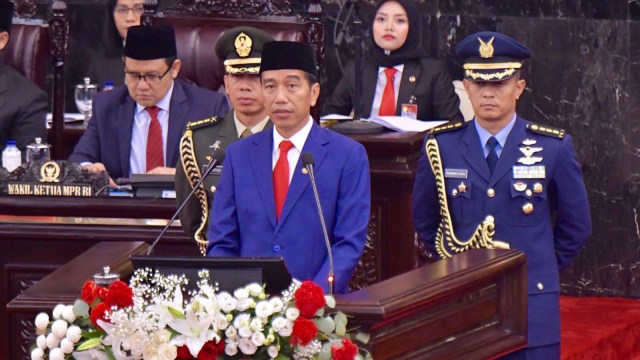 Presiden Jokowi di Sidang Tahunan MPR 2018 Foto: Dok. Biro Pers Setpres/Agus Suparto