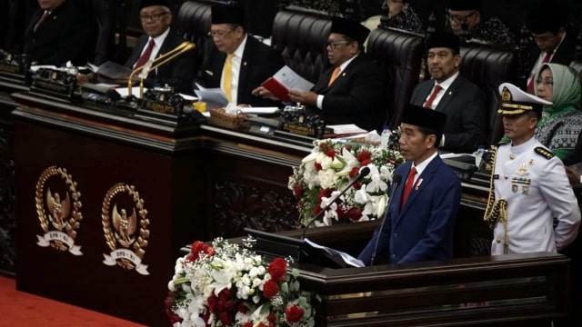 Pidato kenegaraan Presiden Joko Widodo dalam Sidang Bersama DPR dan DPD RI, Jakarta (16/8/2018). (Foto: Iqbal Firdaus/kumparan)