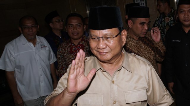 Prabowo Subianto berkunjung ke PBNU, Kamis (16/8/2018). (Foto: Fanny Kusumawardhani/kumparan)