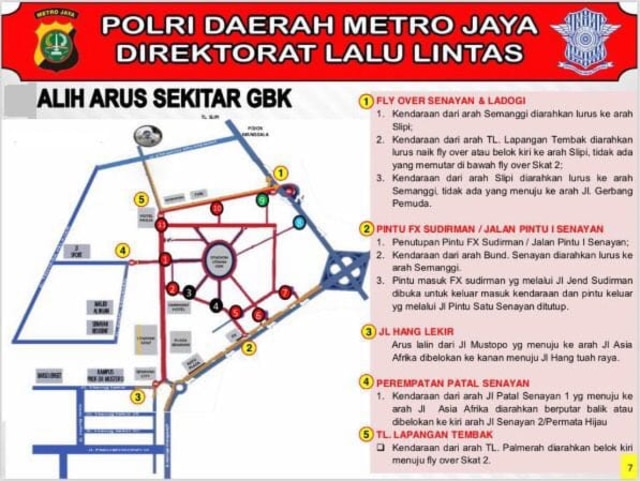 Pengalihan arus lalu lintas pembukaan Asian Games (Foto: Dok. Istimewa)