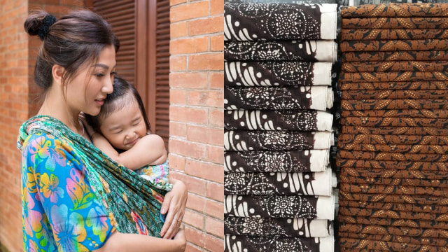 Sarwendah menggendong anaknya menggunakan Kain Jarik Foto: IG: @sarwendah29 @kainbatik_busis