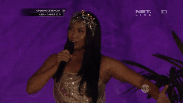 Anggun di Pembukaan Asian Games 2018 (Foto: Twitter @netmediatama)