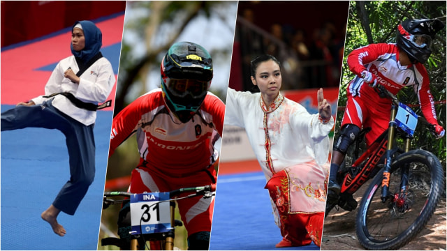 Empat peraih medali emas asal Indonesia pada Asian Games 2018, Jakarta, Senin (20/8/18).  (Foto: Dok. Kemenpora, ANTARA FOTO/NASGOC/Aji Wisnu Novianto, Reuters/Cathal Mcnaughton)