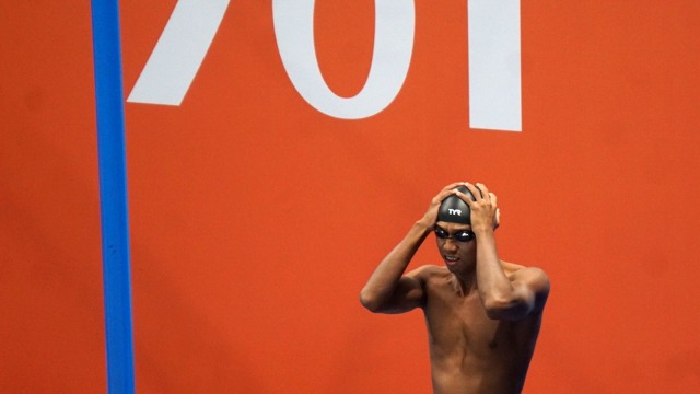 Atlet renang nomor 200 meter gaya campuran putra, Triadi Fauzi Sidiq gagal meraih medali dengan catatan waktu 02:02:09 pada peringkat 6, Senin (20/8/2018). (Foto: Fanny Kusumawardhani/kumparan)