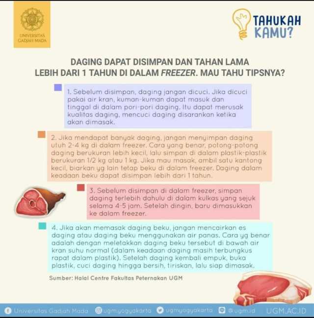 Tips menyimpan daging agar tahan lama. (Foto: dok UGM)