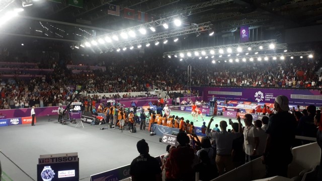 Situasi setelah Marcus/Kevin mengalahkan pasangan China. (Foto: Karina Nur Shabrina/kumparan)