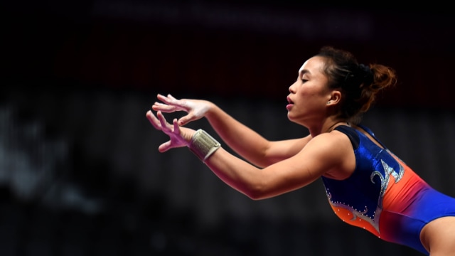 Pesenam artistik putri Indonesia Armartiani. (Foto: Rakhmawaty La'lang/Antara/INASGOC)