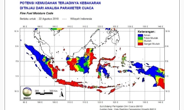 BMKG Rilis Peta Potensi Bencana Kebakaran 