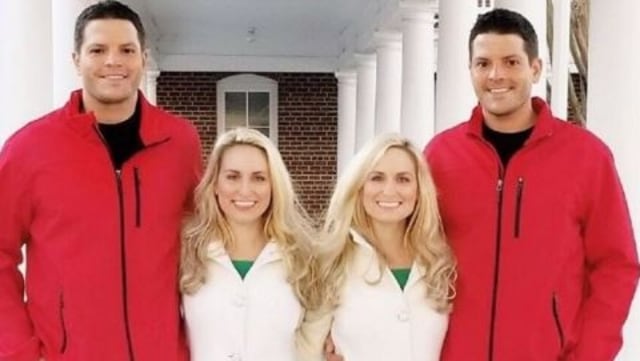Kembar identik Brittany dan Briana Deane, bersama kembar identik Josh dan Jeremy Salyers. (Foto: Matrigo via Twitter.)