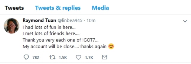 Raymond Tuan mengunci akun Twitternya. (Foto: Twitter/linbea945)