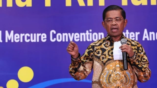 Idrus Marham saat di acara sarasehan SDM Pelaksana Progam Keluarga Harapan (PKH) tahun 2018 di Hotel Mercury Ancol, Jakarta, Jumat (10/08/2018). (Foto: Instagram @idrusmarham5)