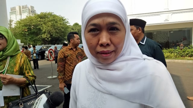Gubernur Jawa Timur terpilih Khofifah Indar Parawansa di Istana Negara. (Foto:  Nadia Riso/kumparan)