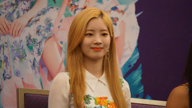 Dahyun Twice di acara konferensi pers Twice Land 2 in Jakarta, ICE BSD, Tangerang, Jumat (24/8). (Foto: Niken Nurani/kumparan)