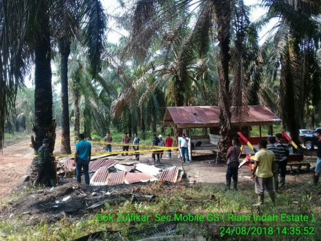 Polres Musi Rawas Olah TKP Penyerangan Post Blok Divisi 5 PT Lonsum RIE Muratara (1)