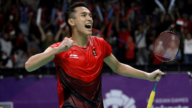Pebulu tangkis tunggal putra Indonesia Jonatan Christie. (Foto: Antara/INASGOC/Nafielah Mahmudah)