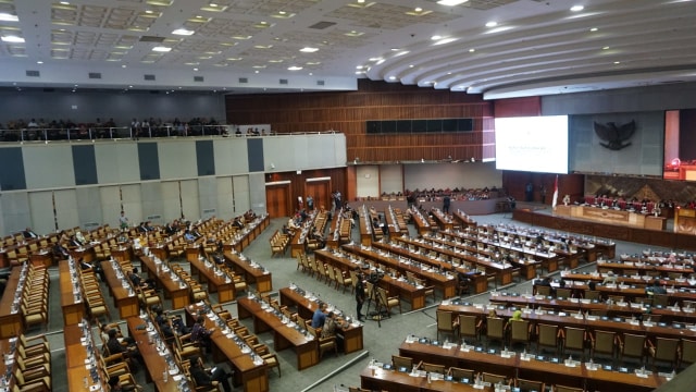 Suasana rapat paripurna ke-2 DPR RI masa persidangan VI tahun sidang 2017-2018 di Gedung DPR RI, Kompleks Parlemen, Jakarta Selatan (28/8/2018). (Foto: Iqbal Firdaus/kumparan)
