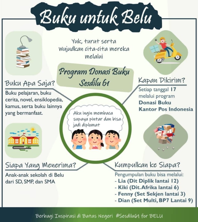 Yuk, donasi buku untuk Belu! (Foto: Dok. Sesdilu 61)