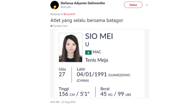 Pelesetan nama atlet Asian Games 2018. (Foto: Screenshot Twitter)