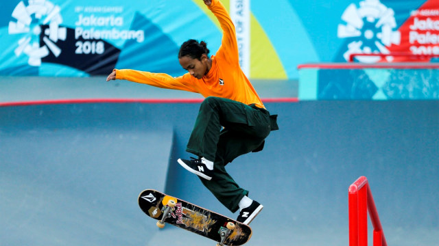 Skateboarder Indonesia, Sanggoe Darma Tanjung. Foto: ANTARA FOTO/INASGOC/M N Kanwa