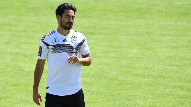 Ilkay Guendogan di sesi latihan Timnas Jerman. (Foto: AFP/Christof Stache)