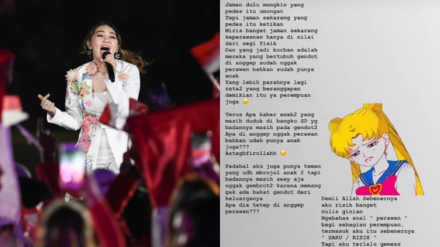 Curhatan Via Vallen di Instagram Story. (Foto: Jewel Samad/AFP dan Instagram @viavallen)