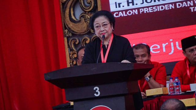 Ketum PDIP Megawati Soekarnoputri, membuka Rakornas PDIP di Jakarta, Sabtu (1/9/2018).
(Foto: Jamal Ramadhan/kumparan)