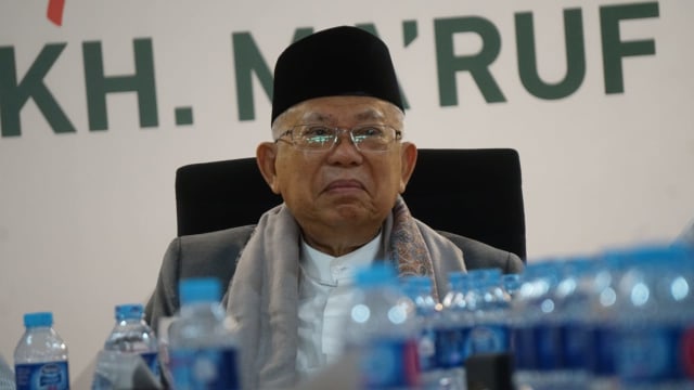 Ma'ruf Amin saat hadir dalam pertemuan dengan tim pemenangan Pilpres di posko pemenangan rumah Cemara, Sabtu (1/8/2019). (Foto: Jamal Ramadhan/kumparan)