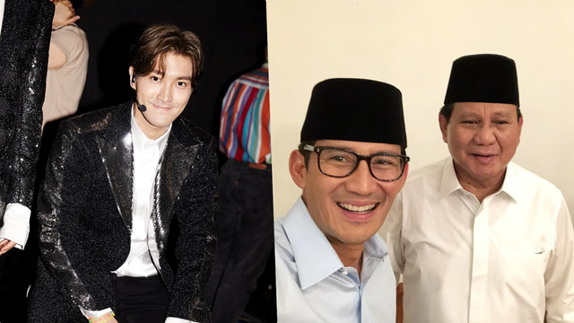 Siwon Super Junior, Sandiaga Uno, dan Prabowo (Foto: Facebook @superjunior dan Instagram @sandiuno)