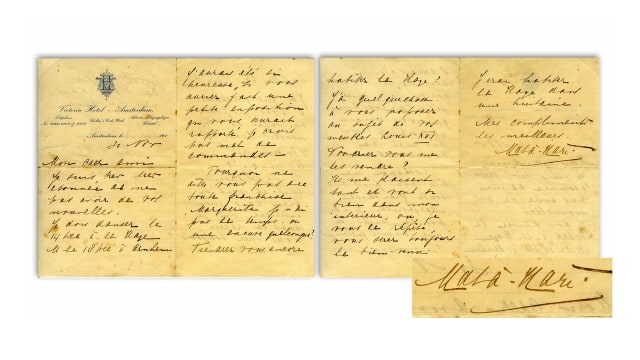 Surat cinta Mata Hari untuk sang kekasih. (Foto: Nate D. Sanders Auctions)