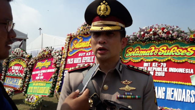 Kapolres Jaksel Kombes Indra Jafar menjawab pertanyaan wartawan di Jakarta, Senin (3/9/2018). (Foto: Fadjar Hadi/kumparan)