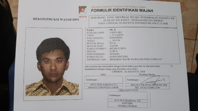 Seseorang yang dicurigai pelaku penembakan anggota PJR di jalan tol Kanci - Pejagan km 224, Cirebon. (Foto: Dok. Istimewa)