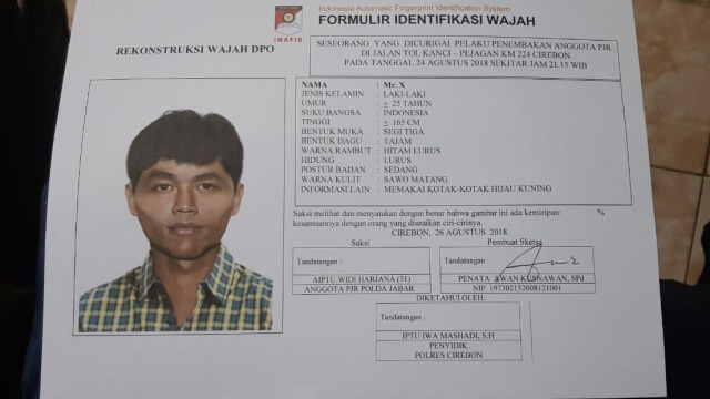 Seseorang yang dicurigai pelaku penembakan anggota PJR di jalan tol Kanci - Pejagan km 224, Cirebon. (Foto: Dok. Istimewa)