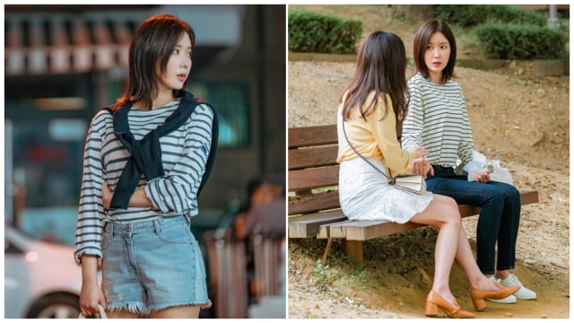 Stripped shirt cocok untuk pergi ke kampus. (Foto: dok. JTBC)