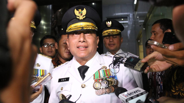 Gubernur Sumatera Utara Edy Rahmayadi di gedung KPK, Rabu (5/9/18). Foto: Eny Immanuella Gloria/kumparan