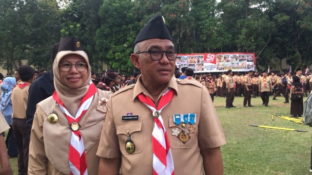 Walikota Depok Mohammad Idris usai memimpin upacara pramuka di Kota depok, Kamis (6/9) (Foto: Dofa Muhammad Aliza/kumparan)