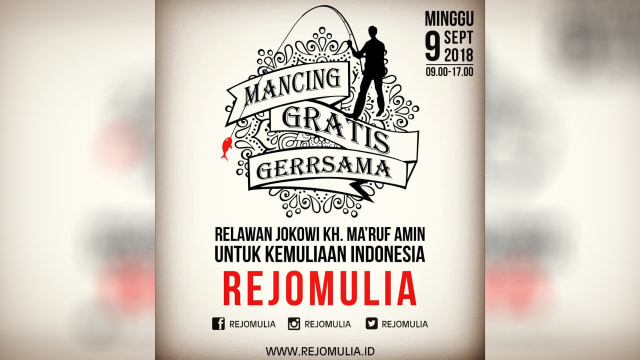 Undangan mancing bareng relawan Jokowi-Ma'ruf di Yogyakarta. (Foto: Dok. Istimewa)
