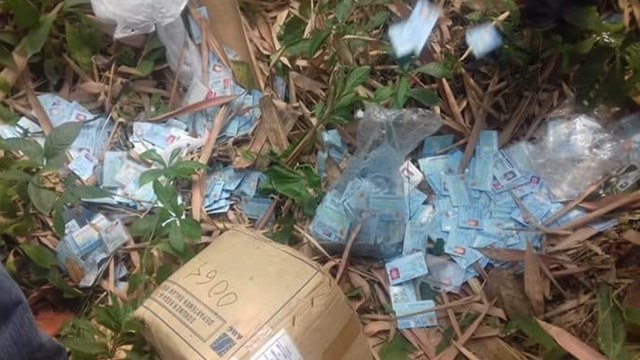 Warga menemukan ribuan KTP Kab.Serang dibuang di kampung Banjar Sari Cikande Serang. Di laporkan ke Koramil Cikande (Foto: Dok. Istimewa)