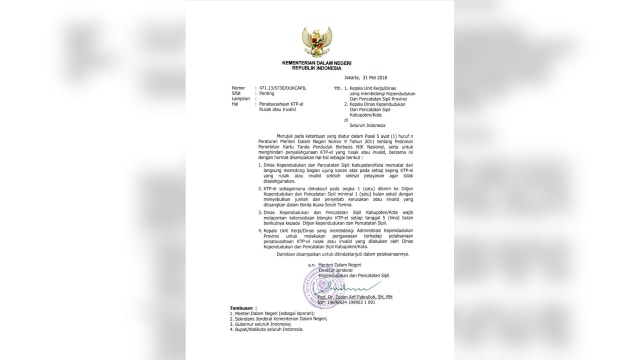 Surat SOP Kemendagri (Foto: Dok. Istimewa)