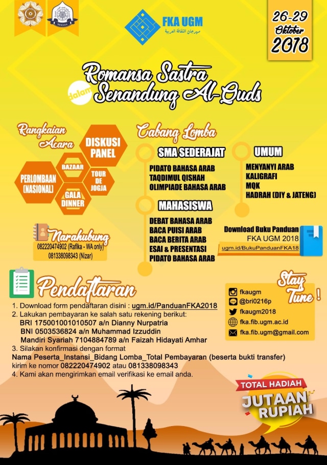 Festival Kebudayaan Arab, Universitas Gadjah Mada tanggal 26-29 Oktober 2018 (Foto: Istimewa)