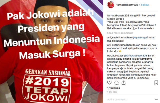 Postingan Farhat Abbas di Instagram, Selasa (11/9/2018) yang menuai kontroversi. (Foto: Instagram @farhatabbastv226)