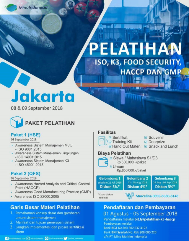 Pelatihan ISO, K3, Food Security, HACCP dan GMP