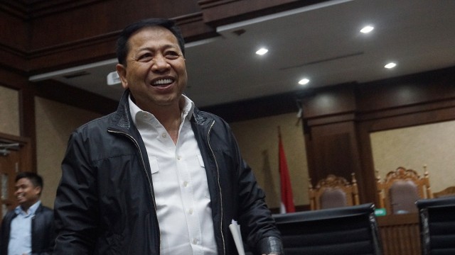 Setya Novanto menjadi saksi pada sidang lanjutan terdakwa Irvanto dan Made Oka Masagung di Pengadilan Tipikor, Jakarta, Jumat (14/9). (Foto: Fanny Kusumawardhani/kumparan)