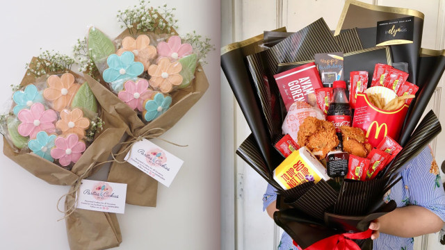 llustrasi Buket Makanan (Foto: Instagram/@partiesandcookiesbyjo dan @surprise.byelynaris)
