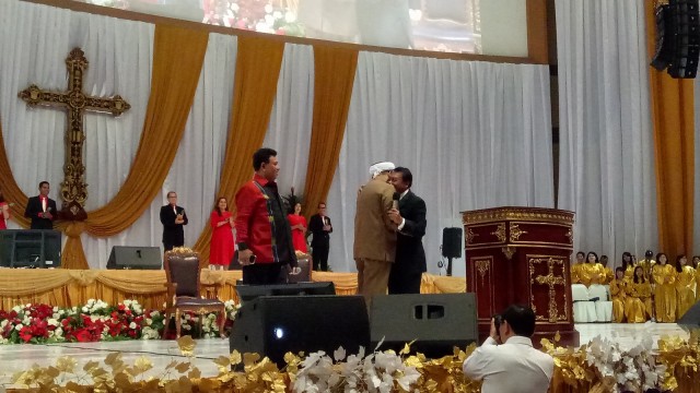 Ali Mochtar Ngabalin di GBI Mawar Saron. (Foto: Nadia Riso/kumparan)