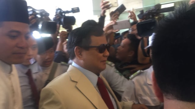 Prabowo Subianto tiba di Ijtima Ulama Jilid II di Grand Cempaka Hotel, Jakarta Pusat  (Foto: Raga Imam/kumparan)