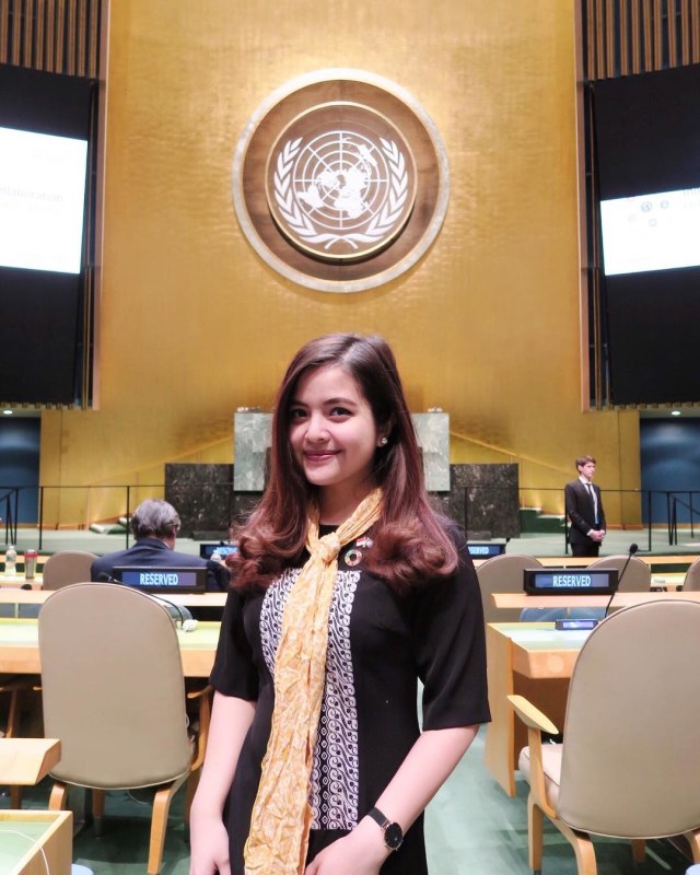 Tasya hadiri Youth Assembly PBB sebagai moderator dan delegasi Indonesia. (Foto: Dok. Tasya Kamila )